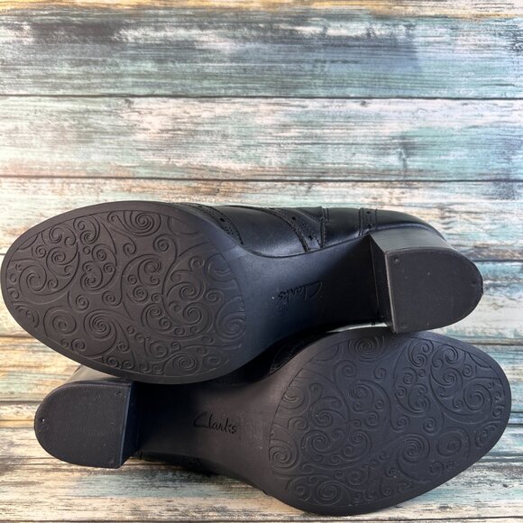 Clarks Artisan Womens Wingtip Pumps Size 10 Black Leather Brogue Menswear Formal - Picture 9 of 14